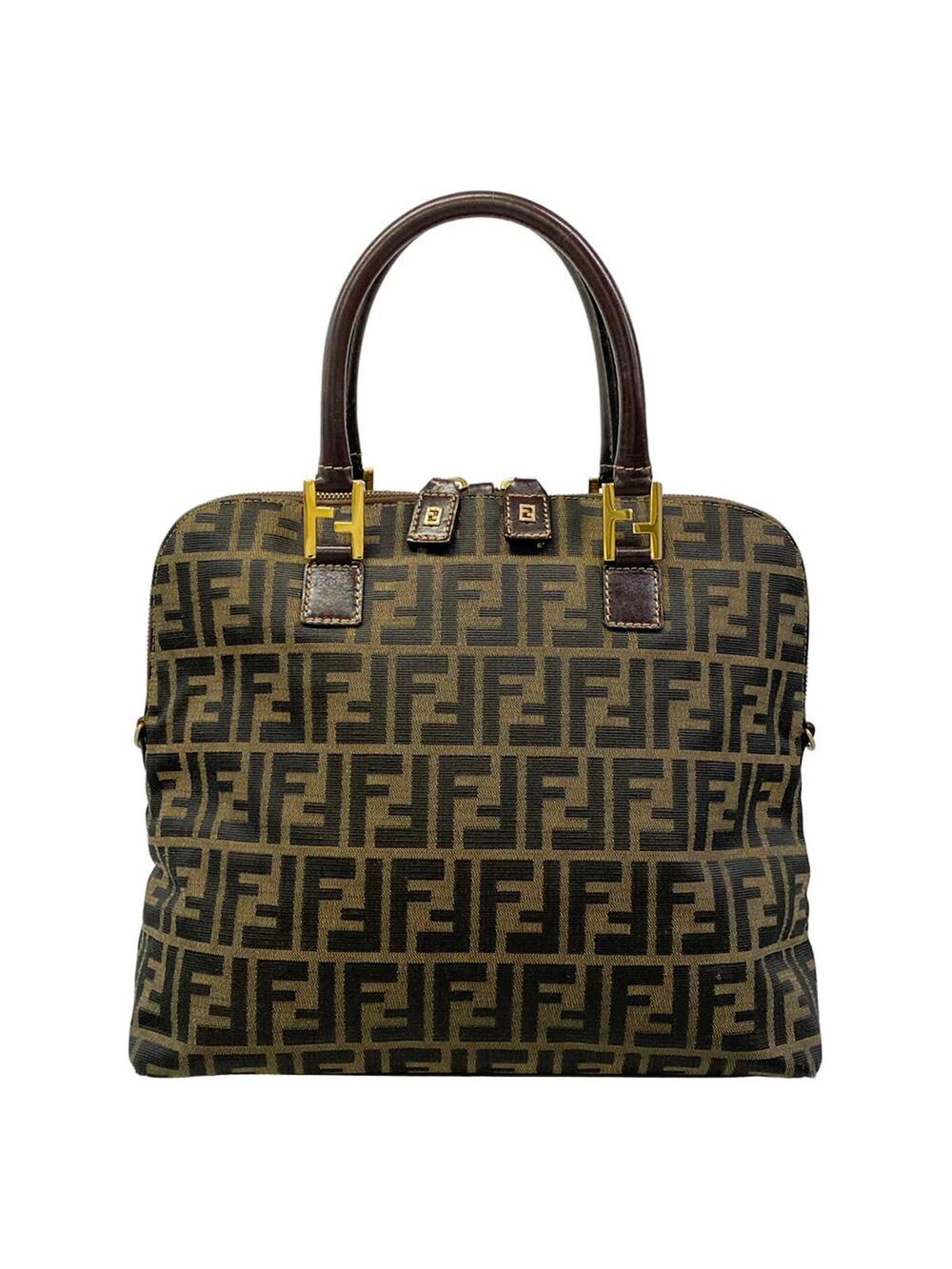 Fendi Zucca Dark Brown Black Leather #358042F10B